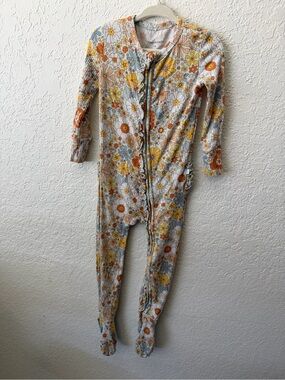 Posh Peanut Ribbed Floral Print Sleeper Size 2T